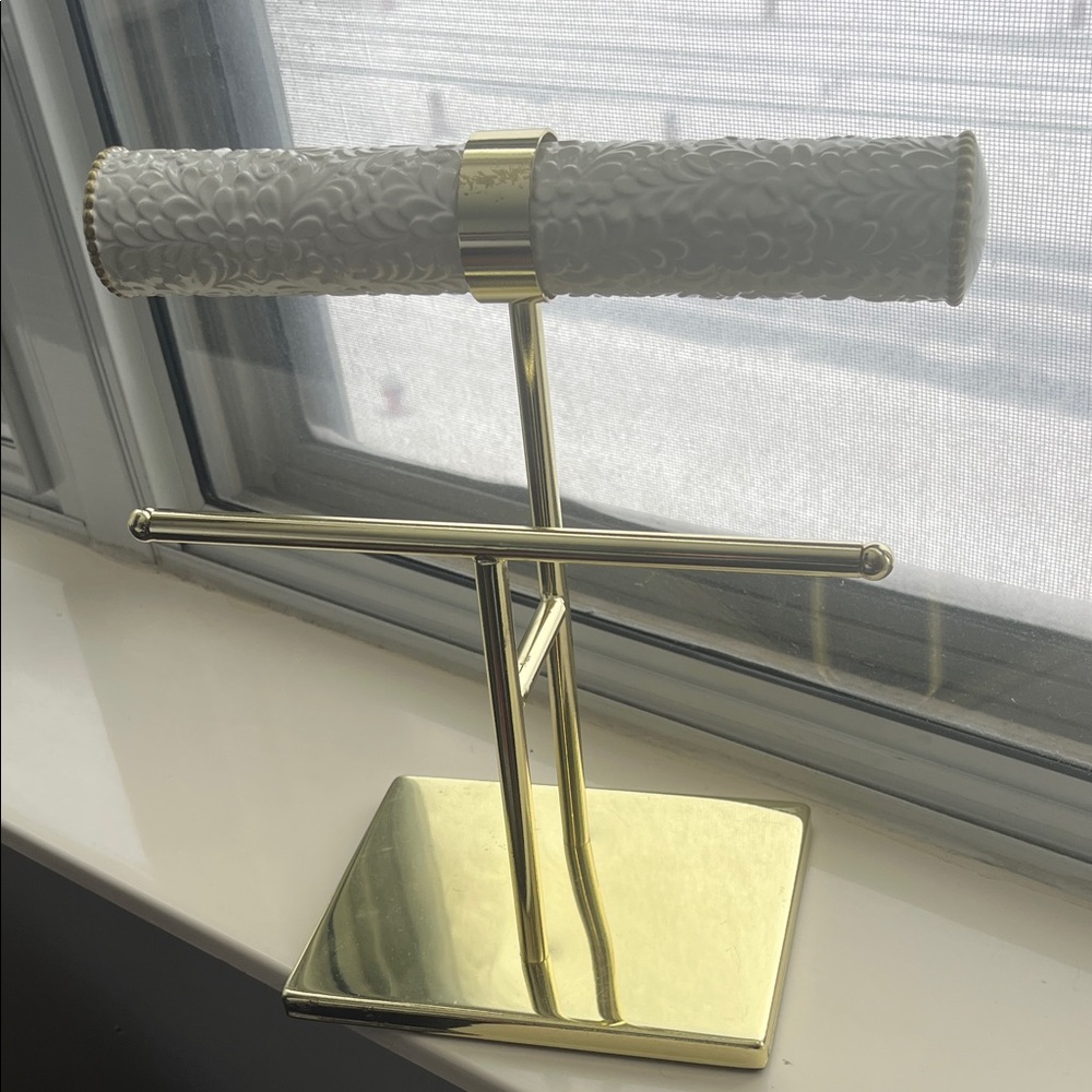 Gold and White Jewelry Stand